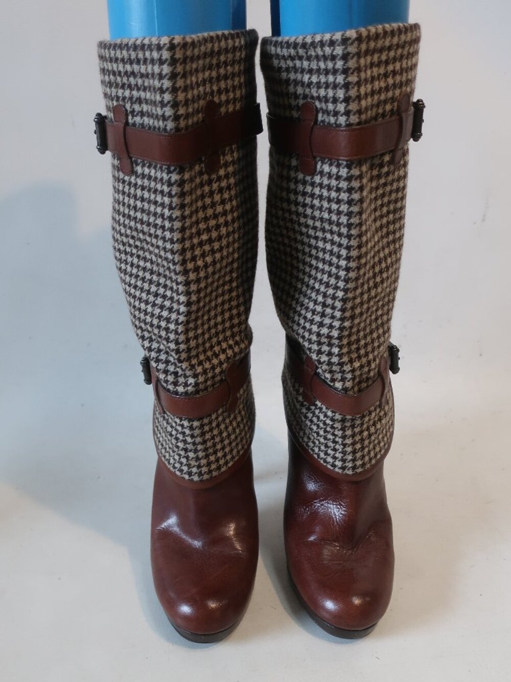 Womens Cole Haan x Nike Air Kennedy Brown Houndstooth Wool Leather Boots 9.5​ - Picture 3 of 13